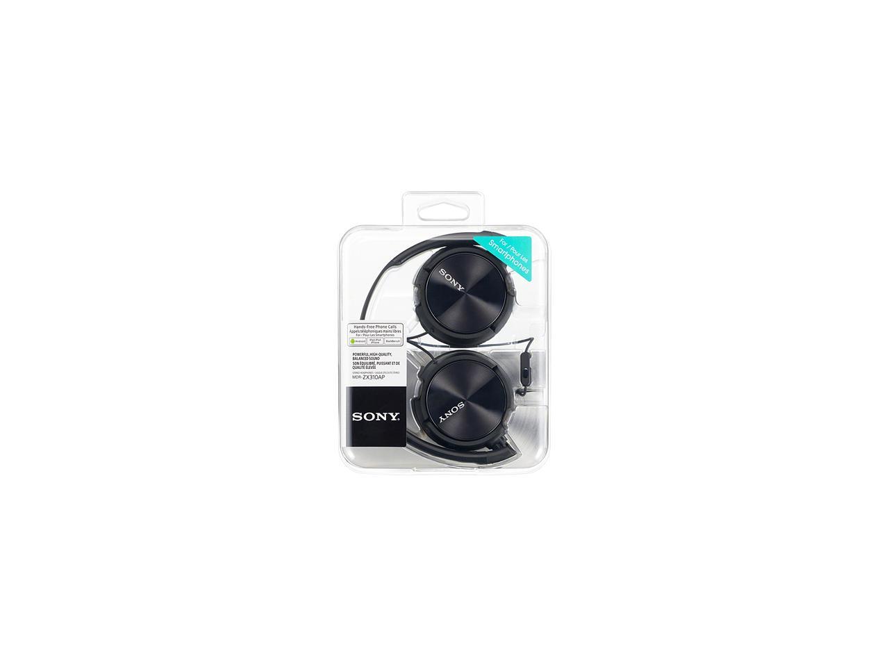 Sony MDR-ZX310AP-ZX Sound Monitoring Headphones - Stereo - Black ...