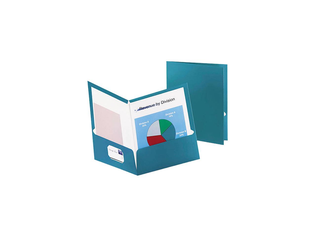 Oxford 5049561 Metallic Two-Pocket Folders Teal 25/Box 