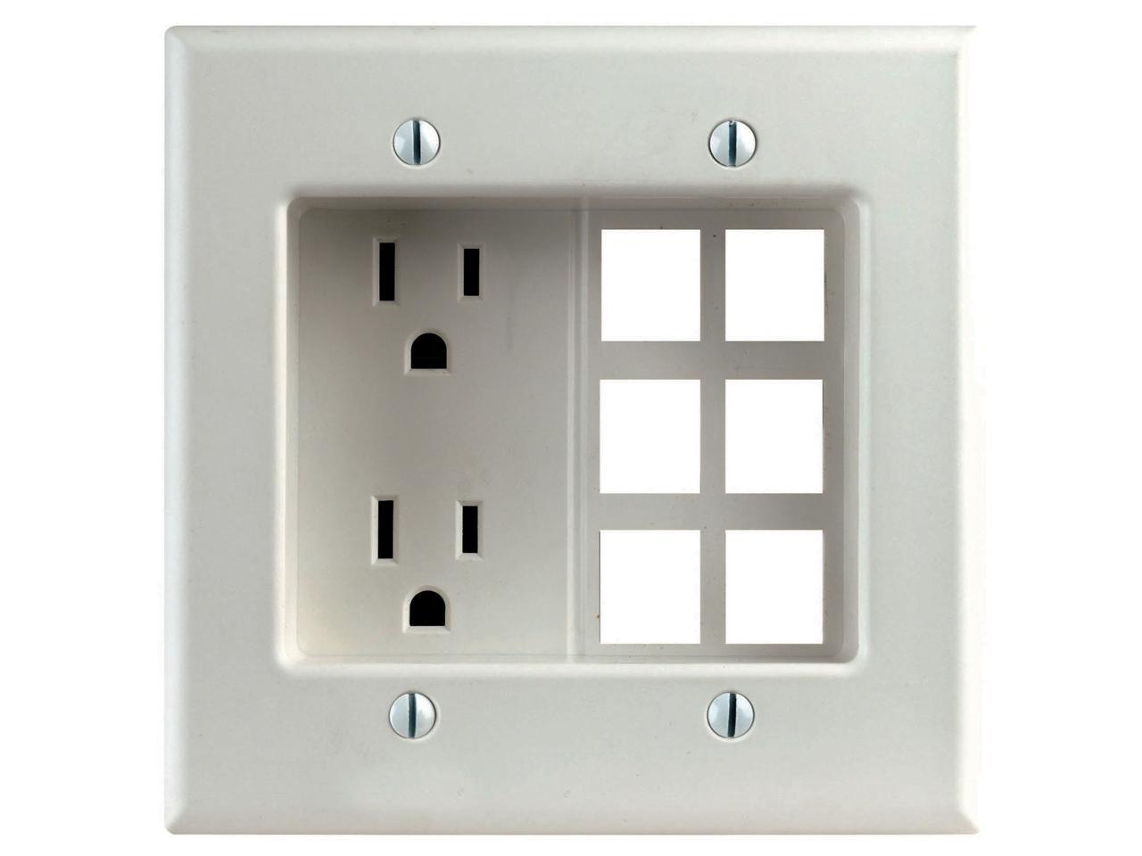 Leviton R420069000W White Decora® Residential Recessed 2 Gang Duplex
