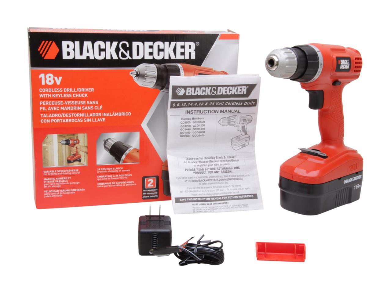 Black & Decker GC1801 18.0V EPP Cordless Drill/Driver w/ 1 Battery