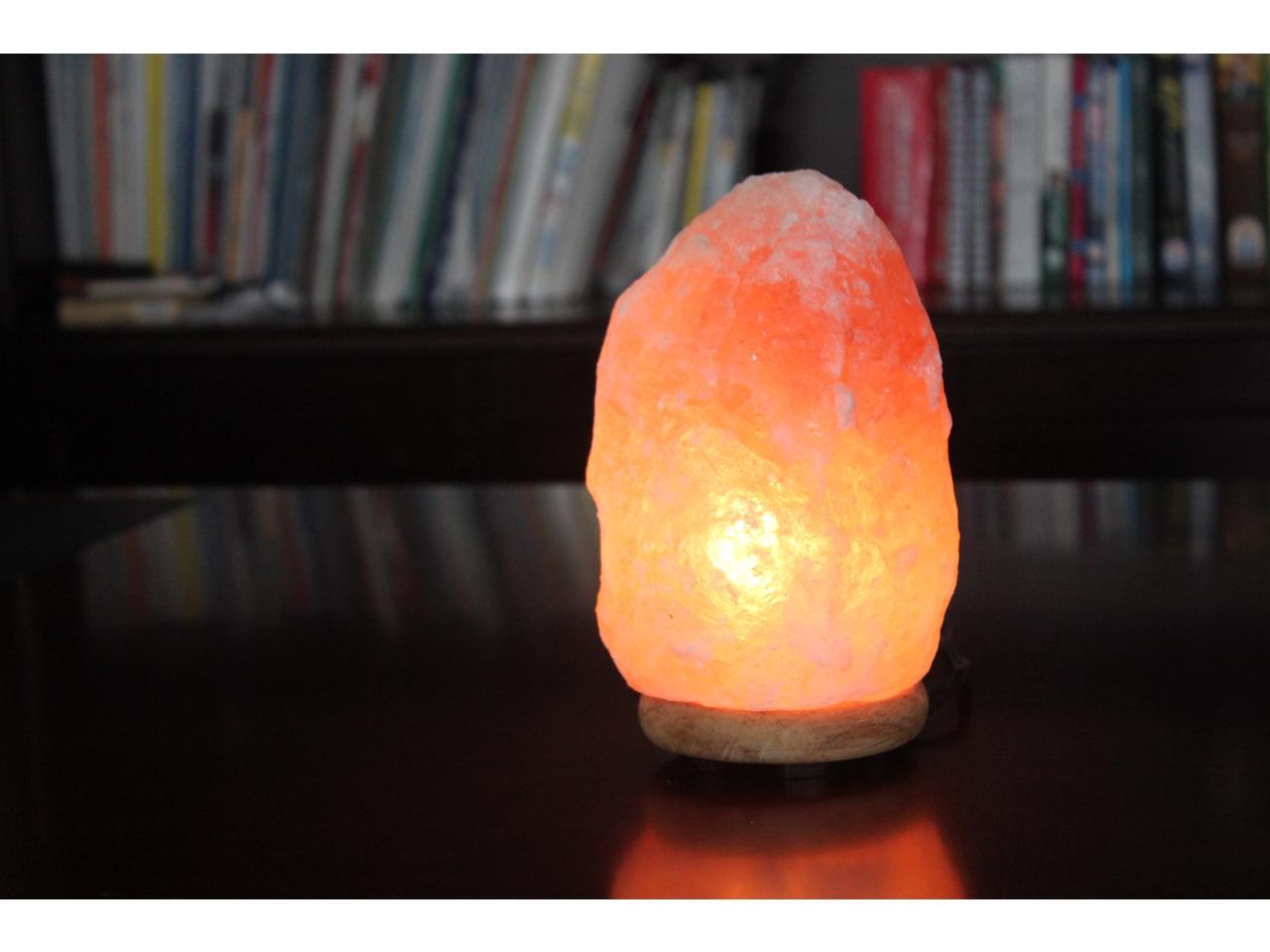 WBM 1000 Natural Air Purifying Himalayan Salt Lamp with Neem Wood Base, Bulb and Dimmer switch