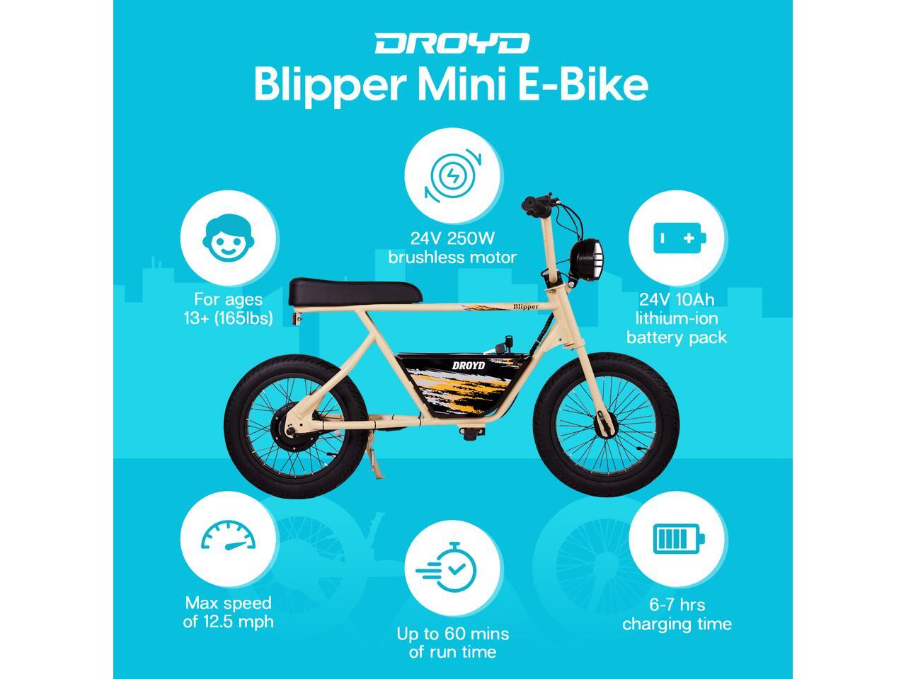 Droyd Blipper Electric Mini Bike For Kids 13 and Up 12.5 MPH and 12