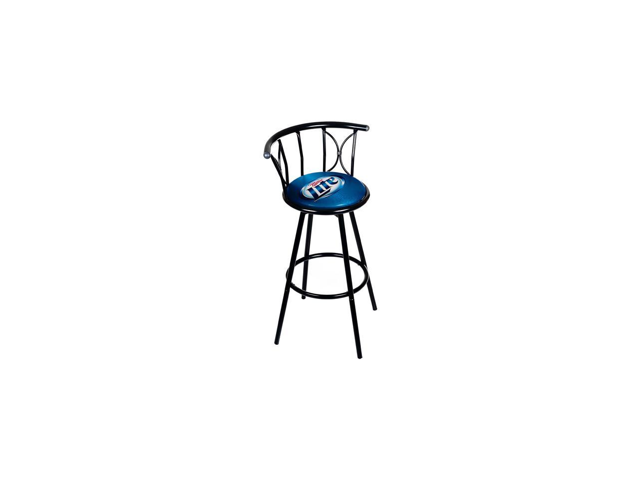 Miller Lite Weatherproof Padded Outdoor Bar Stool Black