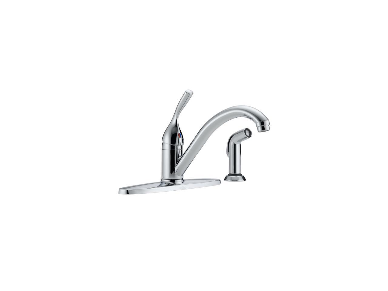 DELTA 400DST Classic Single Handle Kitchen Faucet with Spray Polished
