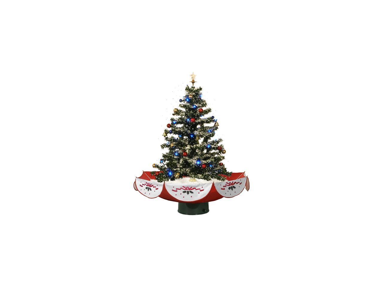 Fraser Hill Farm 29" Snowing Musical Christmas Tree with Red Base and