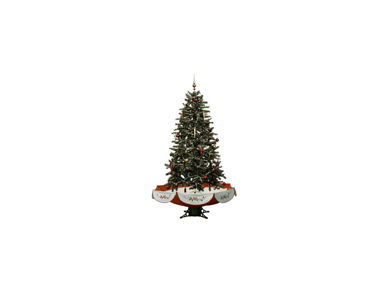 Fraser Hill Farm 55" Snowing Musical Christmas Tree with Red Base and