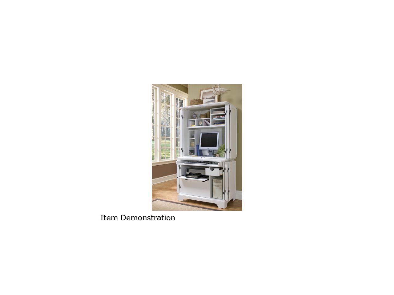 Home Styles 5530190 Naples White Compact Computer Desk & Hutch