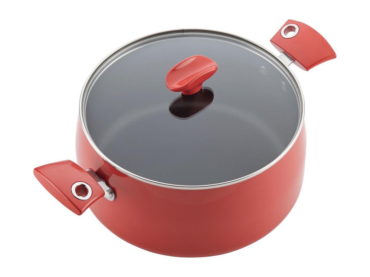 Rachael Ray Collection Porcelain Enamel Nonstick Cookware Set, Cherry
