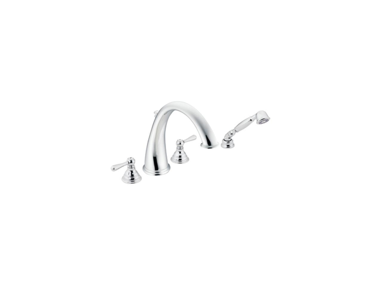 Moen T922 Kingsley Two Handle High Arc Roman Tub Faucet Includes Hand Shower Chrome 3986