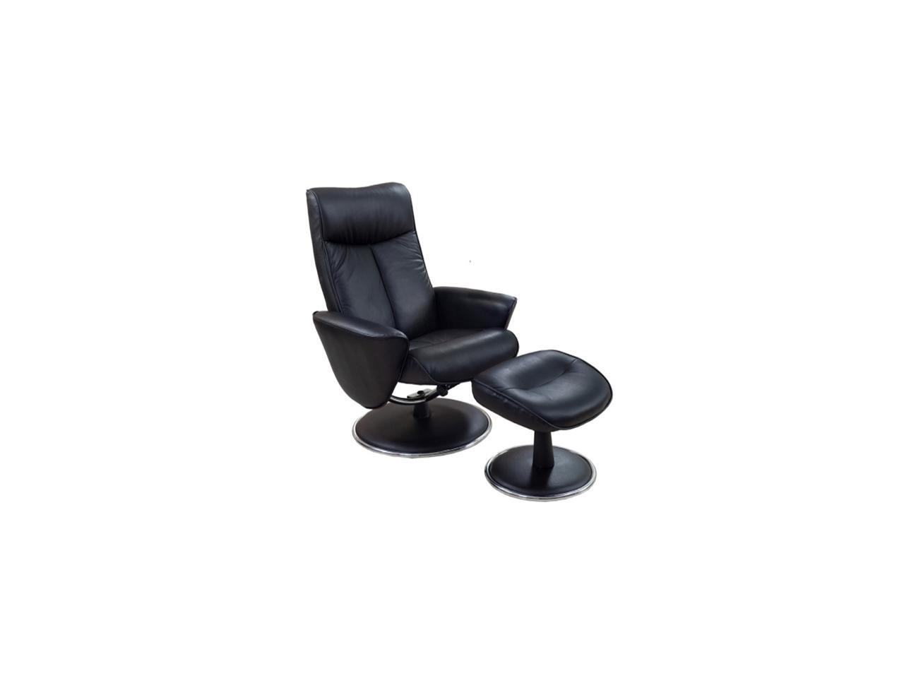 Mac Motion Chairs Black Bonded Leather Swivel, Recliner with Ottoman - Newegg.com
