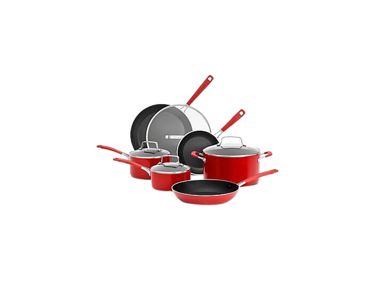 KitchenAid Aluminum Nonstick 10Piece Cookware Set Red KC2AS10QER