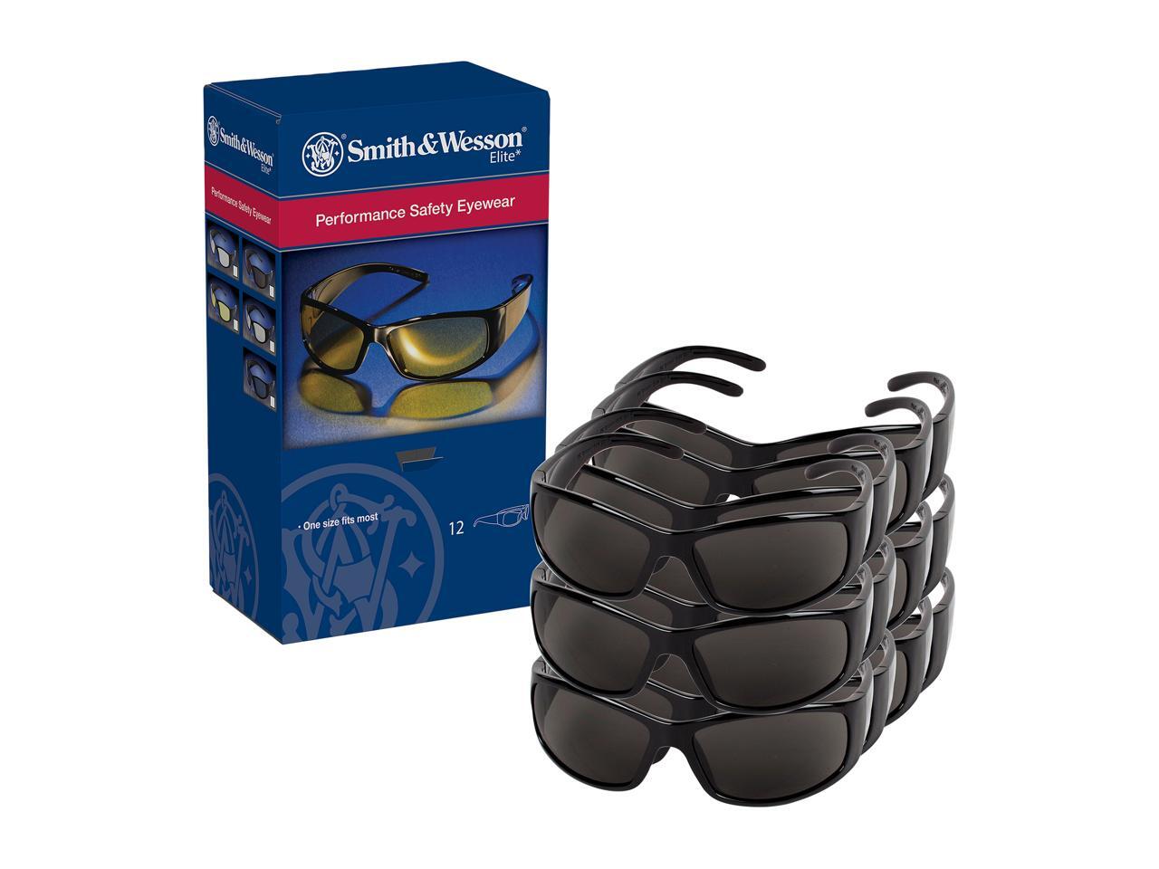 Smith and Wesson Safety Glasses (21303), Elite Safety Sunglasses, Smoke AntiFog Lenses with