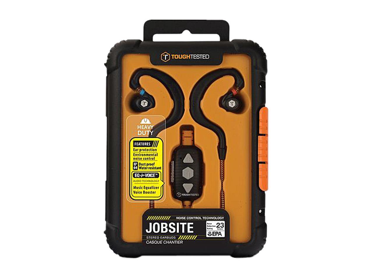 Tough Tested Jobsite Heavy Duty Noise Control Earbuds with control unit