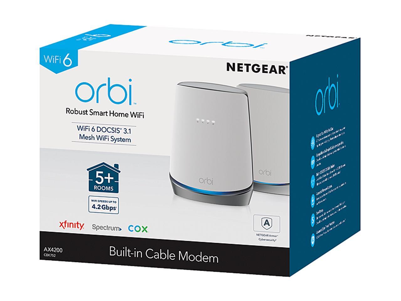 NETGEAR Orbi Whole Home WiFi 6 System with DOCSIS 3.1 Built-in Cable