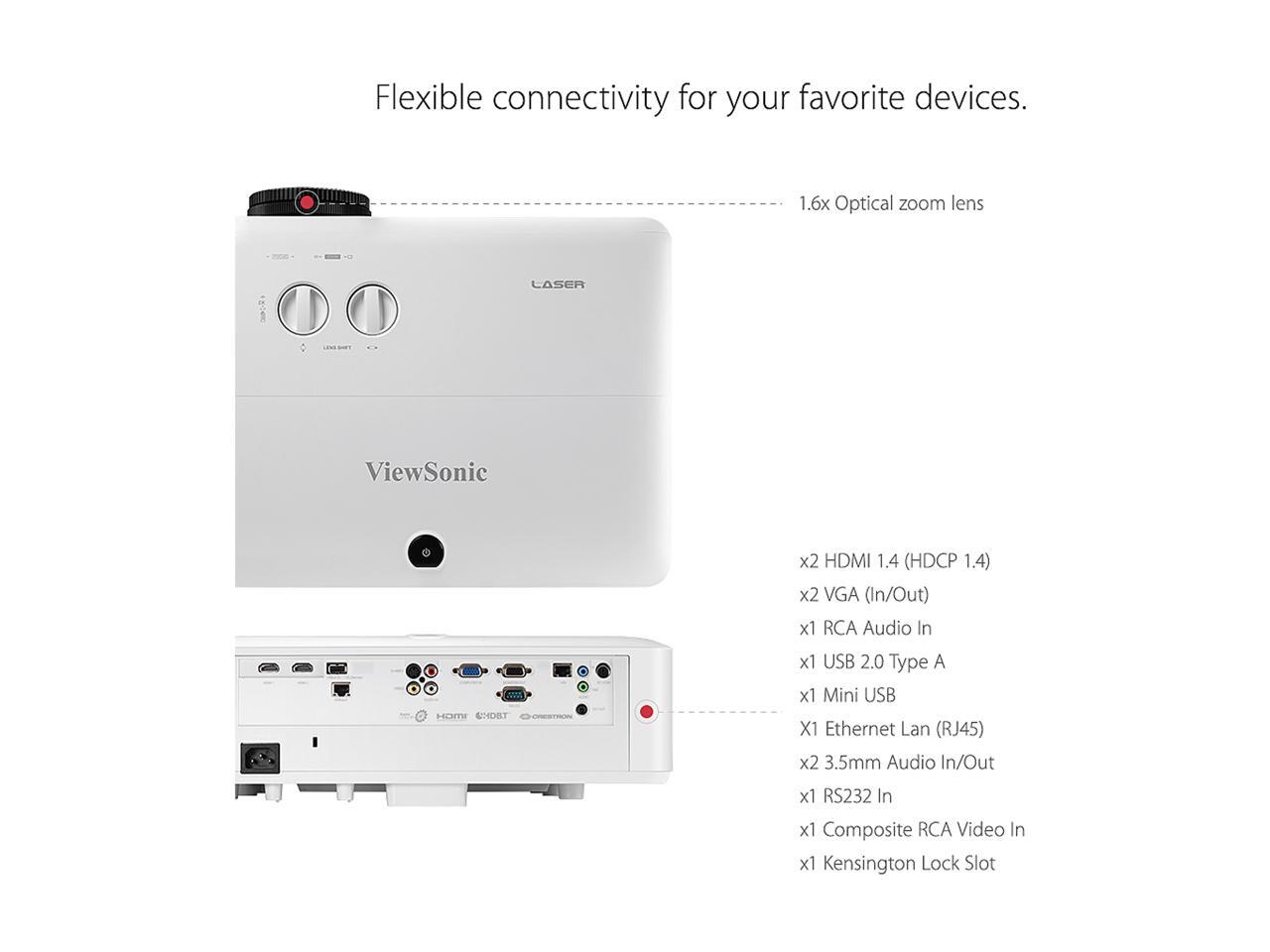 ViewSonic LS850WU 5000 Lumens WUXGA Networkable Laser Projector with