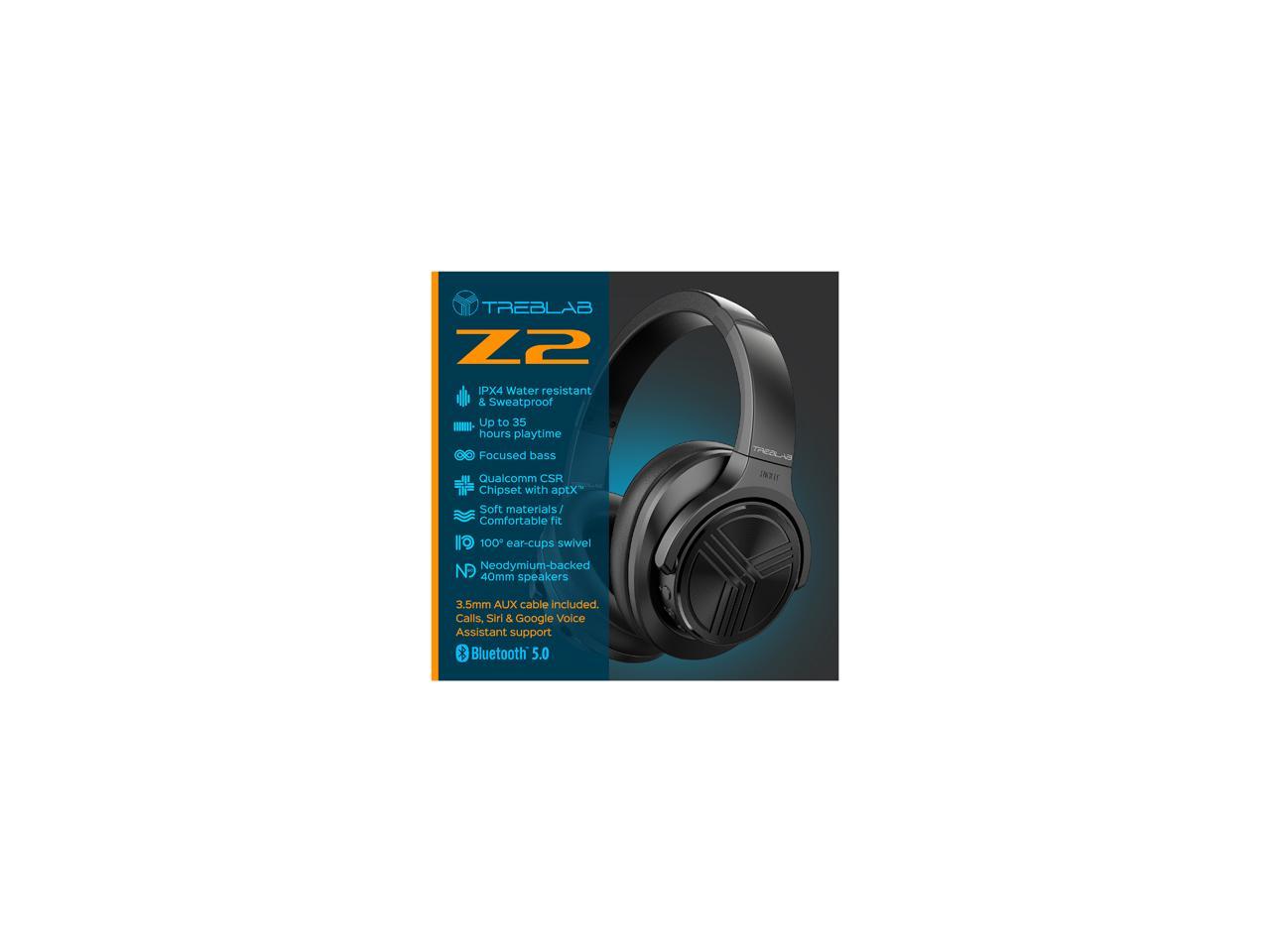 treblab z2 bluetooth headphones over ear