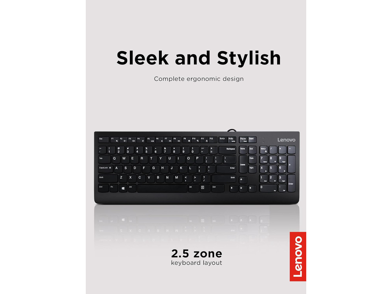 Lenovo 300 USB Keyboard, Wired, Adjustable Tilt, Ergonomic, Windows 7/8 ...