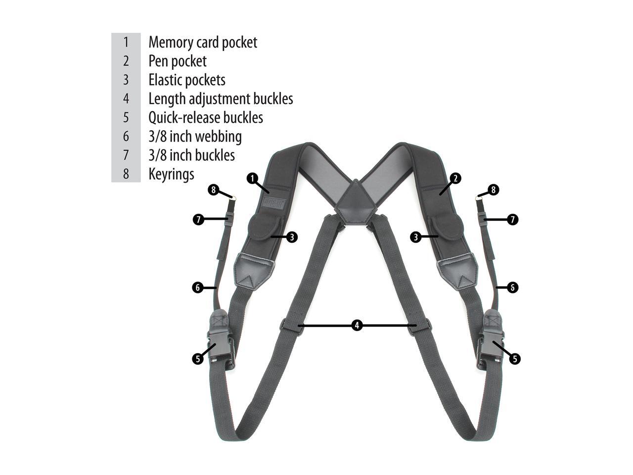 TrueSHOT DSLR Camera Chest Harness Strap Kit with Comfort Padding and Quick Release System
