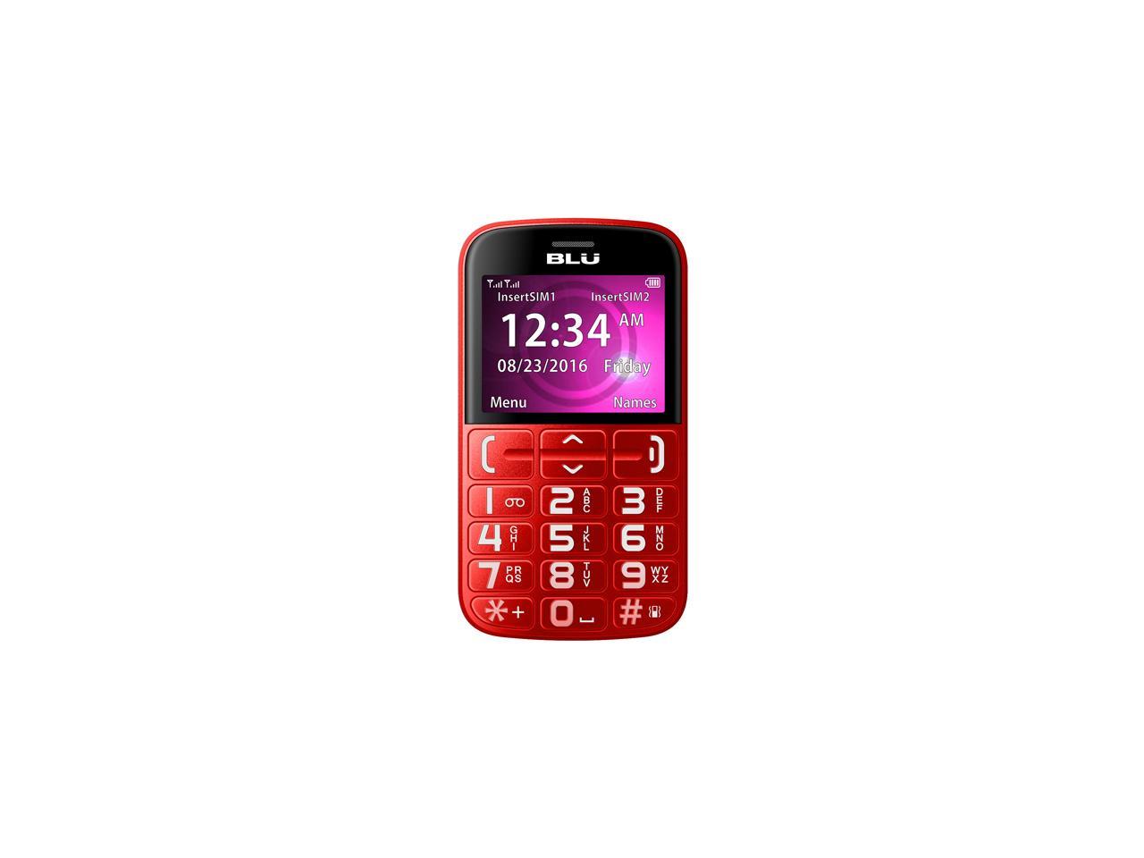 Blu Joy J010 Unlocked Gsm Senior Friendly Phone Red Newegg Com