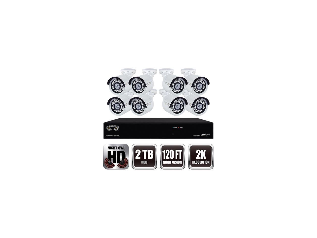 Night owl 8 channel h 265 network video recorder with 2tb hdd and 8 x