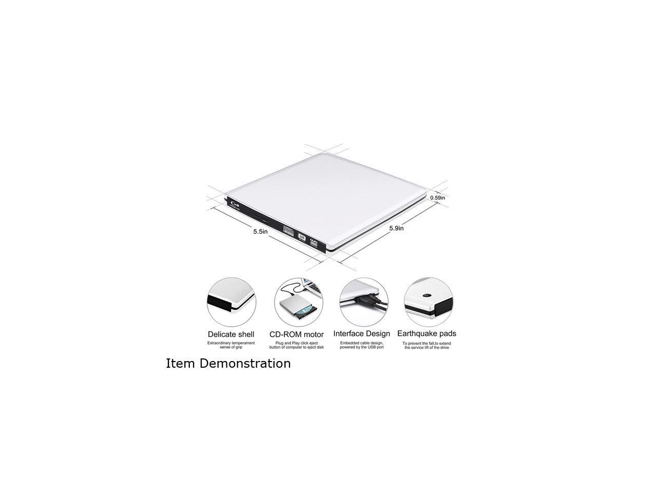 Jansicotek External DVD CD Bluray Drive USB 3.0/USBC BD 3D Bluray