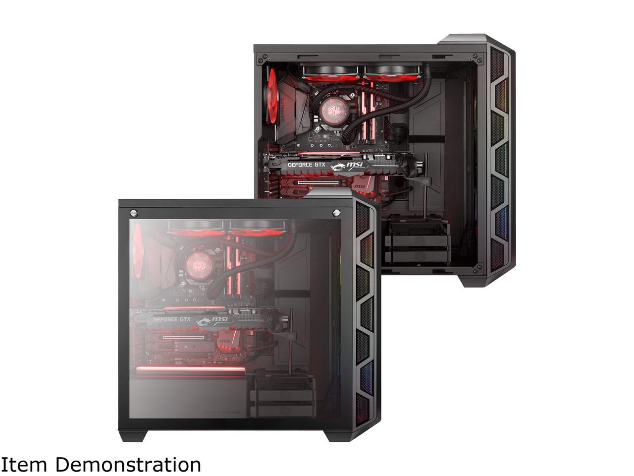 Cooler Master MasterCase H500 ARGB Airflow ATX Mid-Tower with Mesh and  Transparent Front Panel Option, Dual 200mm ARGB Lighting Fans, and Tempered  