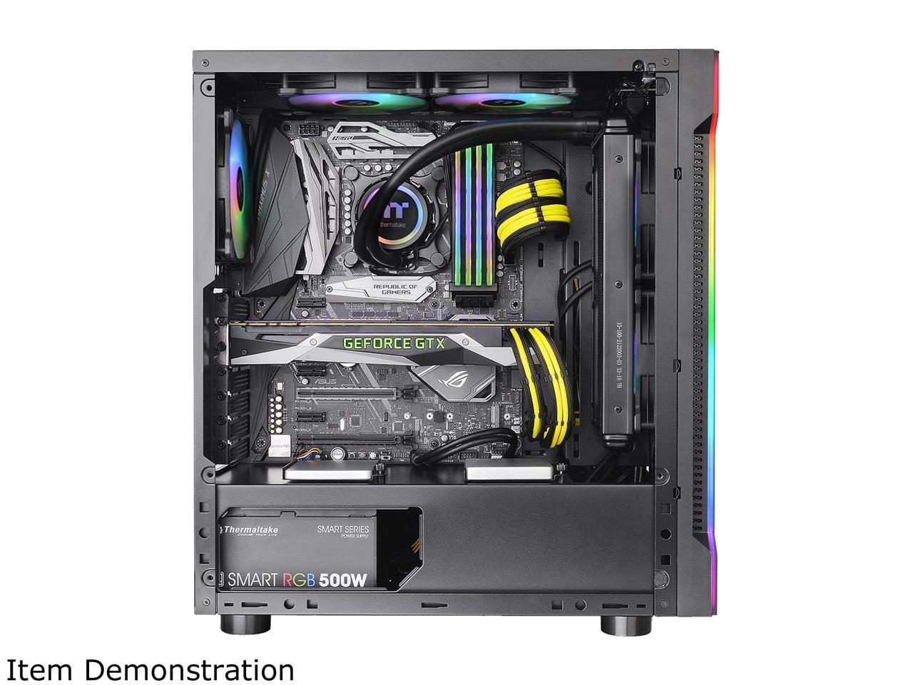 Thermaltake H200 Tempered Glass RGB Light Strip ATX Mid Tower Case with ...