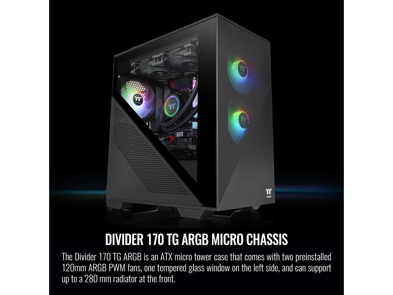 Thermaltake Divider 170 TG ARGB Motherboard Sync mATX Computer Case ...