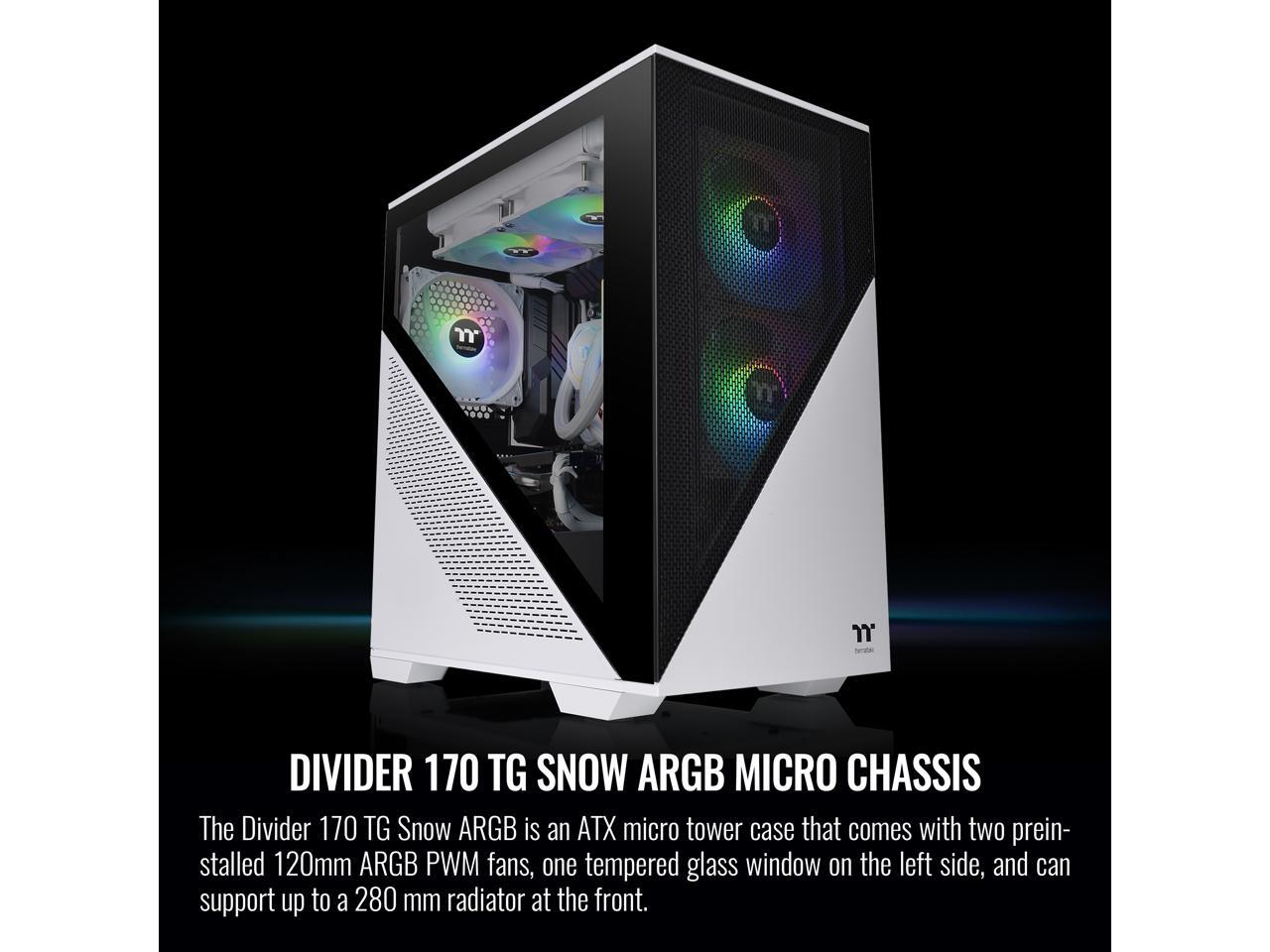 Thermaltake Divider 170 TG Snow ARGB Motherboard Sync mATX Computer
