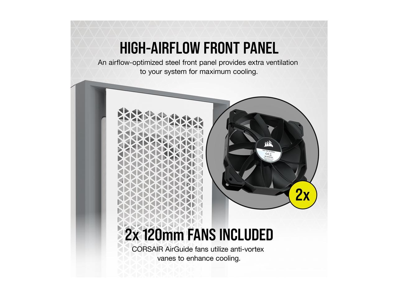 Corsair 5000D Airflow Tempered Glass Mid-Tower ATX PC Case, White