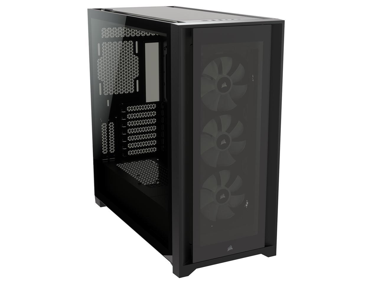 Corsair iCUE 5000X RGB Tempered Glass Mid-Tower ATX PC Smart Case ...