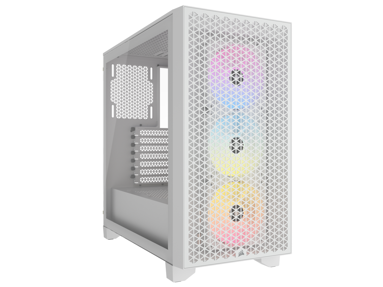 CORSAIR 3000D RGB AIRFLOW Mid-Tower PC Case - White - 3x AR120 RGB Fans ...