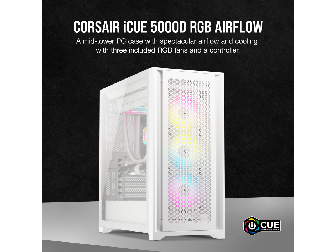 CORSAIR iCUE 5000D RGB AIRFLOW Mid-Tower Case, True White - 4x AF120 ...