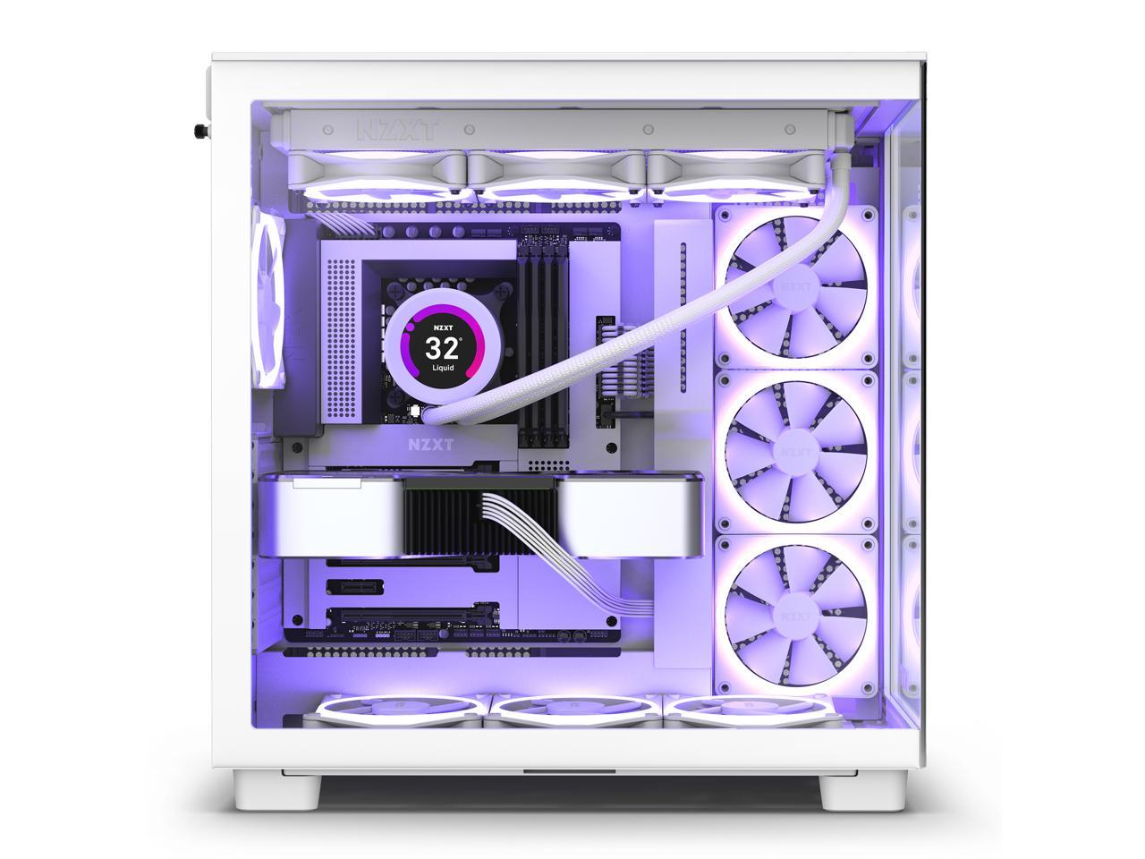 Nzxt H9 Flow All White Cm H91fw 01 Dual Chamber Mid Tower Airflow