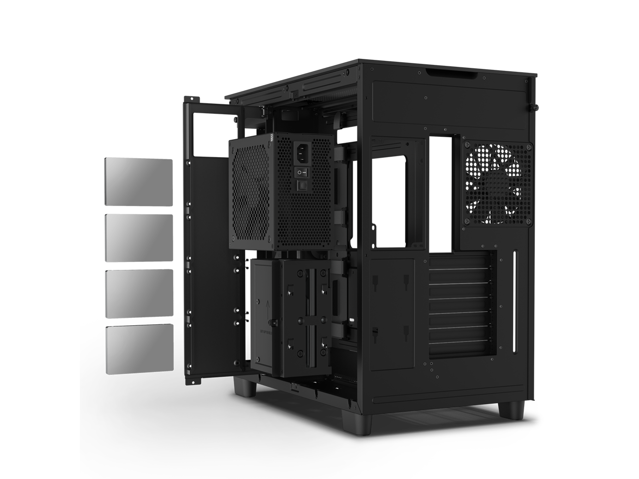 NZXT H9 Flow - All Black - CM-H91FB-01 - Dual-Chamber Mid-Tower Airflow ...