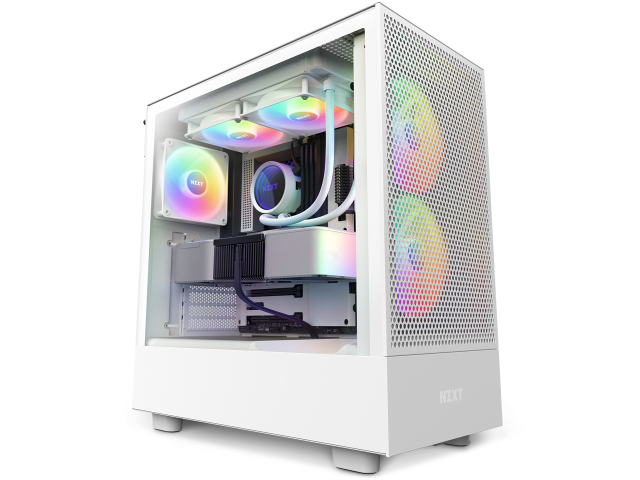 NZXT H Series H5 (2023) Flow RGB Edition ATX Mid Tower Chassis White ...