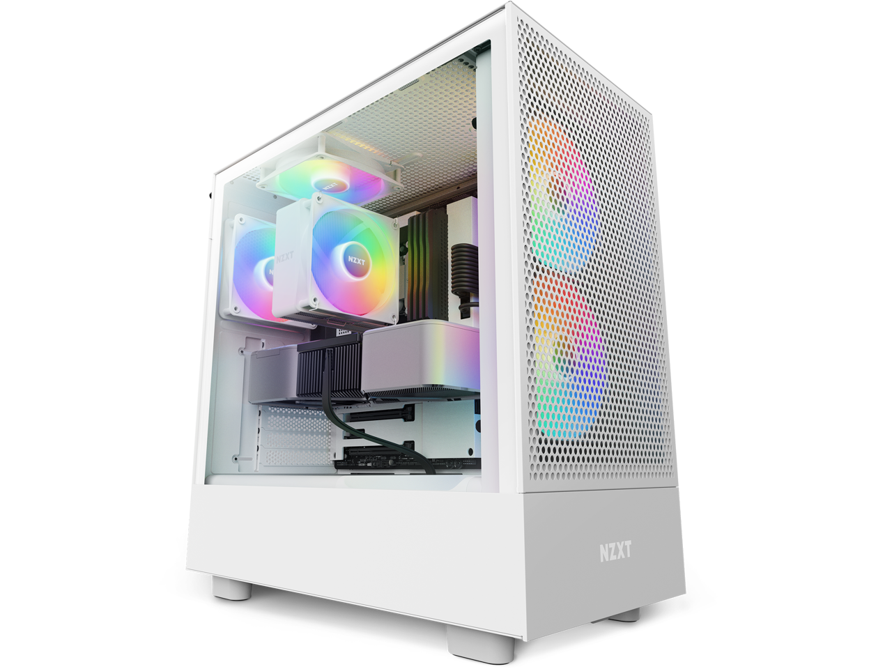 NZXT H Series H5 (2023) Flow RGB Edition ATX Mid Tower Chassis White ...