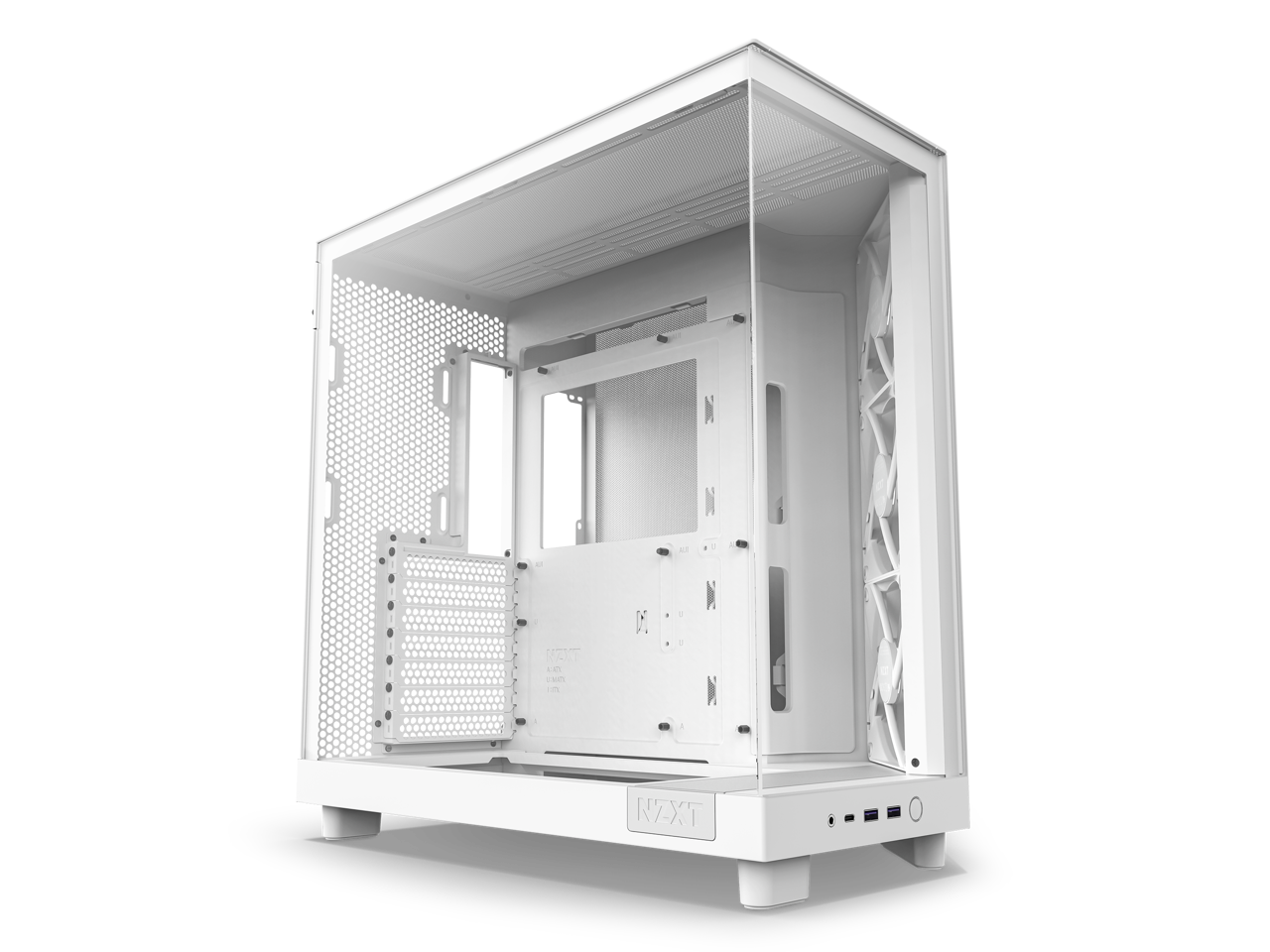 NZXT H6 FLOW RGB Compact Dual-Chamber Mid-Tower Airflow Case, White, CC ...