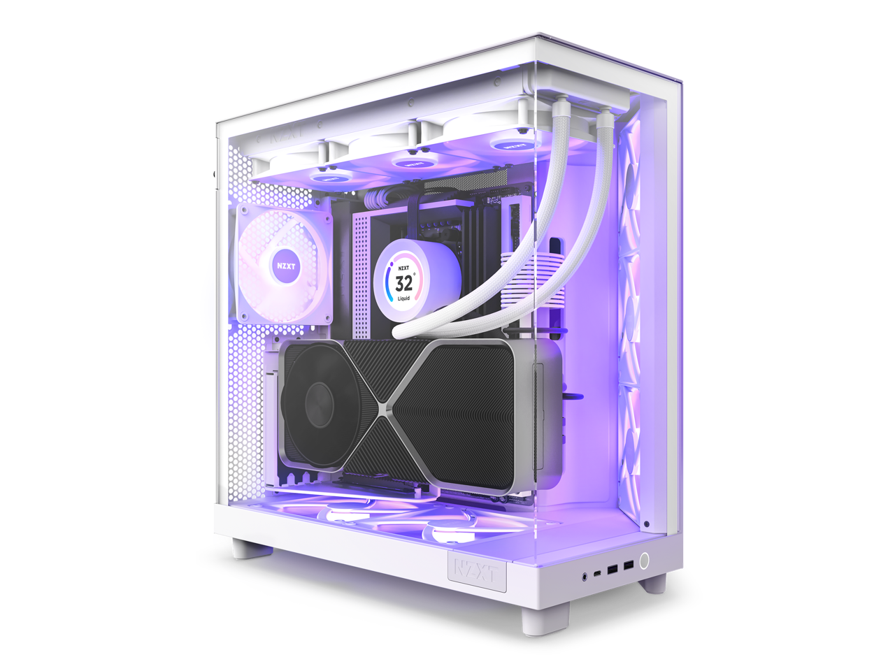 NZXT H6 FLOW RGB Compact Dual-Chamber Mid-Tower Airflow Case, White, CC ...