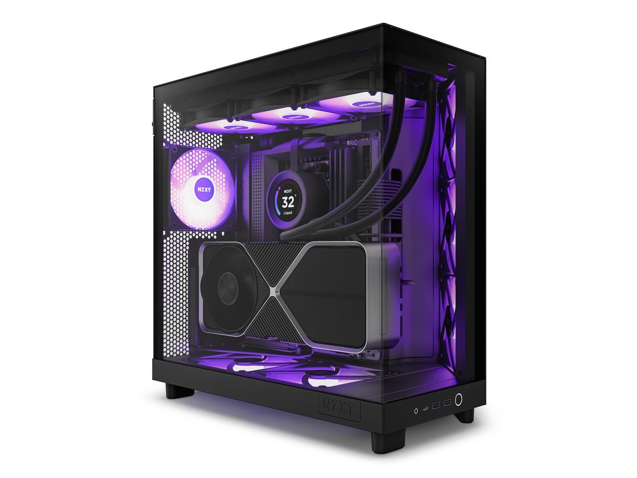 NZXT H6 FLOW RGB Compact Dual-Chamber Mid-Tower Airflow Case, Black, CC ...