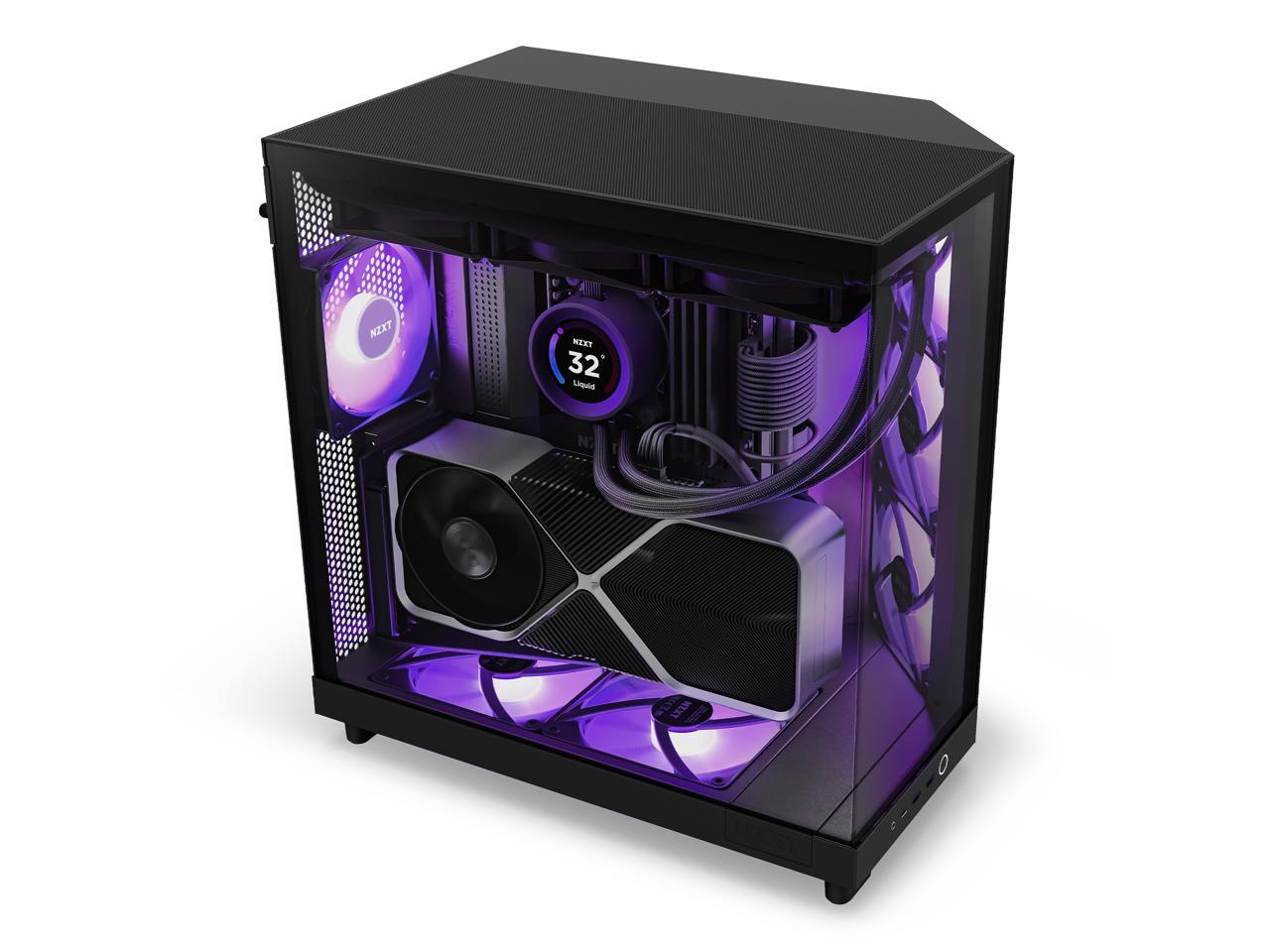 NZXT H6 FLOW RGB Compact Dual-Chamber Mid-Tower Airflow Case, Black, CC ...