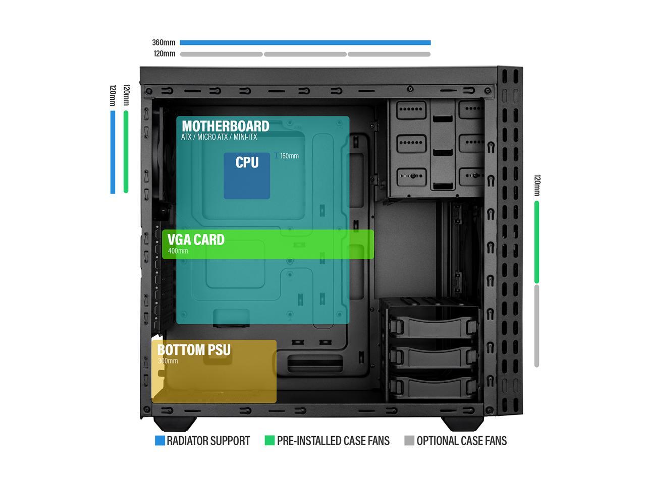 Rosewill ZIRCON T ATX Mid Tower Gaming PC Computer Case with Side Panel
