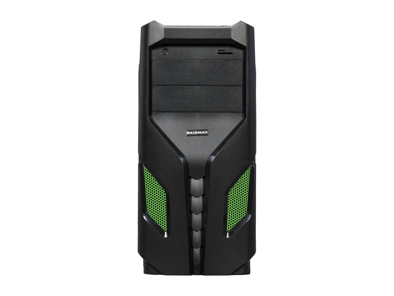 RAIDMAX EXO ATX108BGP Black / Green Computer Case with Preinstalled