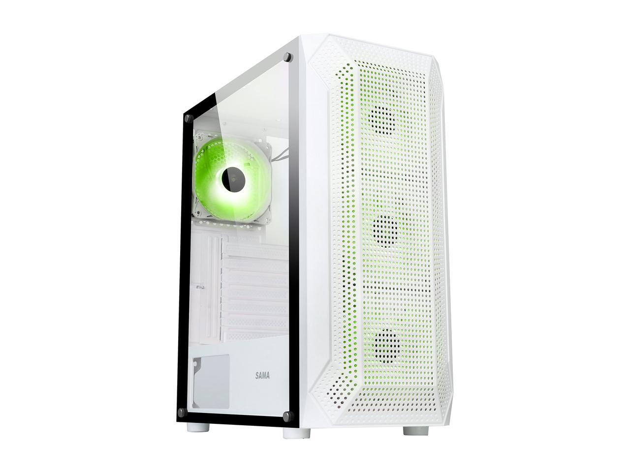 SAMA SAMA Z4 White Steel Tempered Glass ATX Mid Tower Computer Case W sama-sama-m2-bk-black-usb3-0-steel-mid-tower-gaming-computer-case-w-4