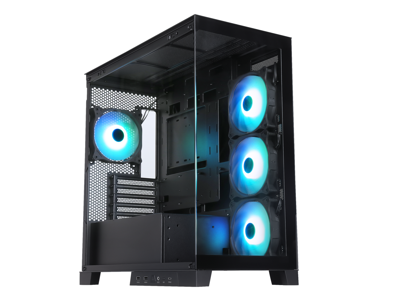 Sama Ar Rgb Bk Black Dual Usb And Type C Dual Tempered Glass Micro Atx Tower Gaming