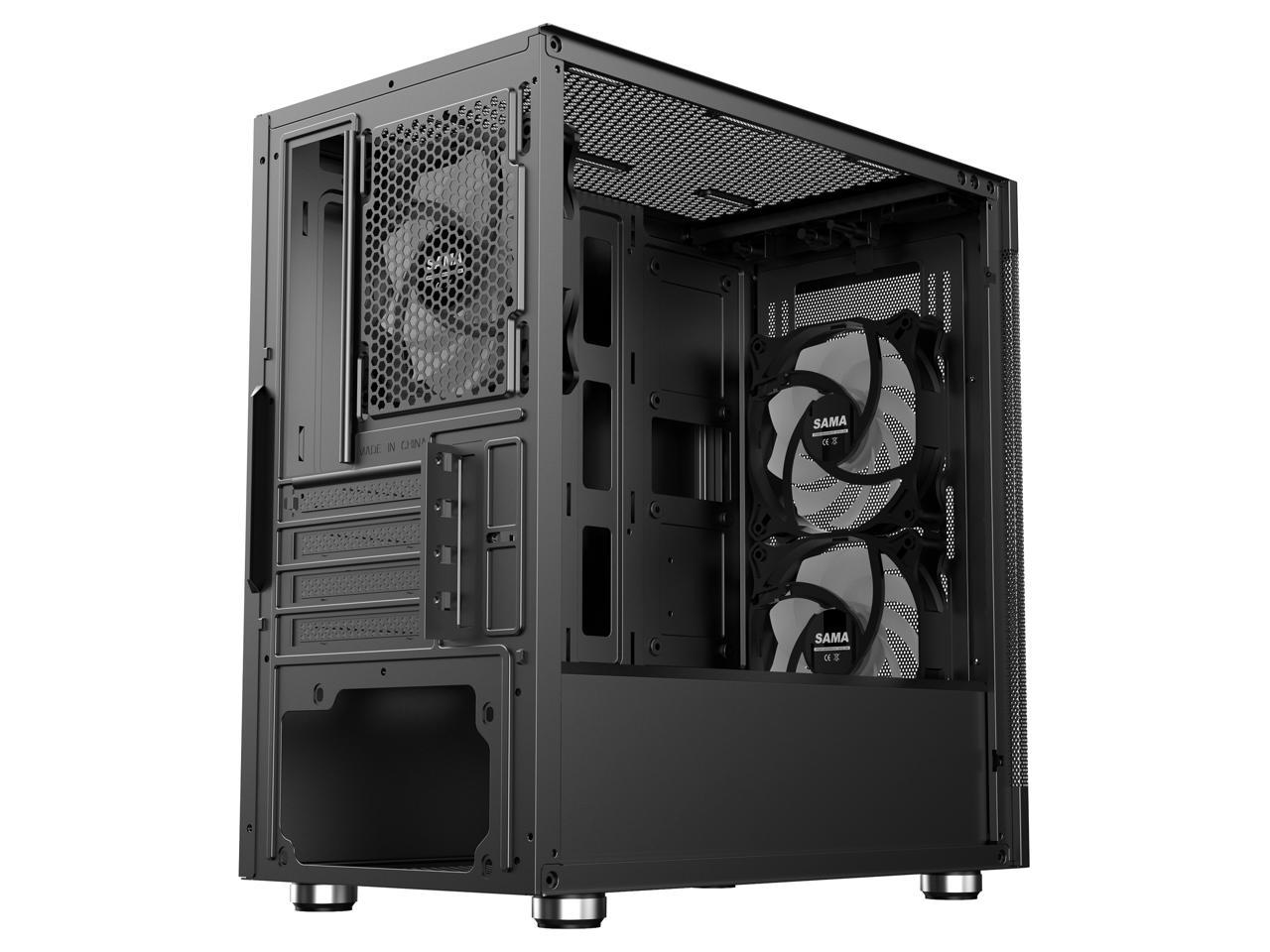 Sama Argb-q5-bk Black Usb3.0 Tempered Glass Micro Atx Tower Gaming 