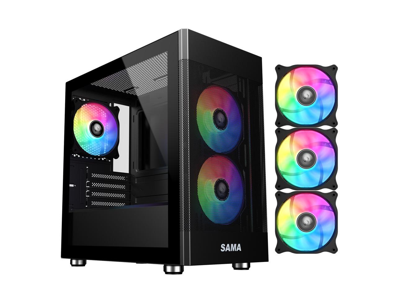 Sama Argb Q Bk Black Usb Tempered Glass Micro Atx Tower Gaming