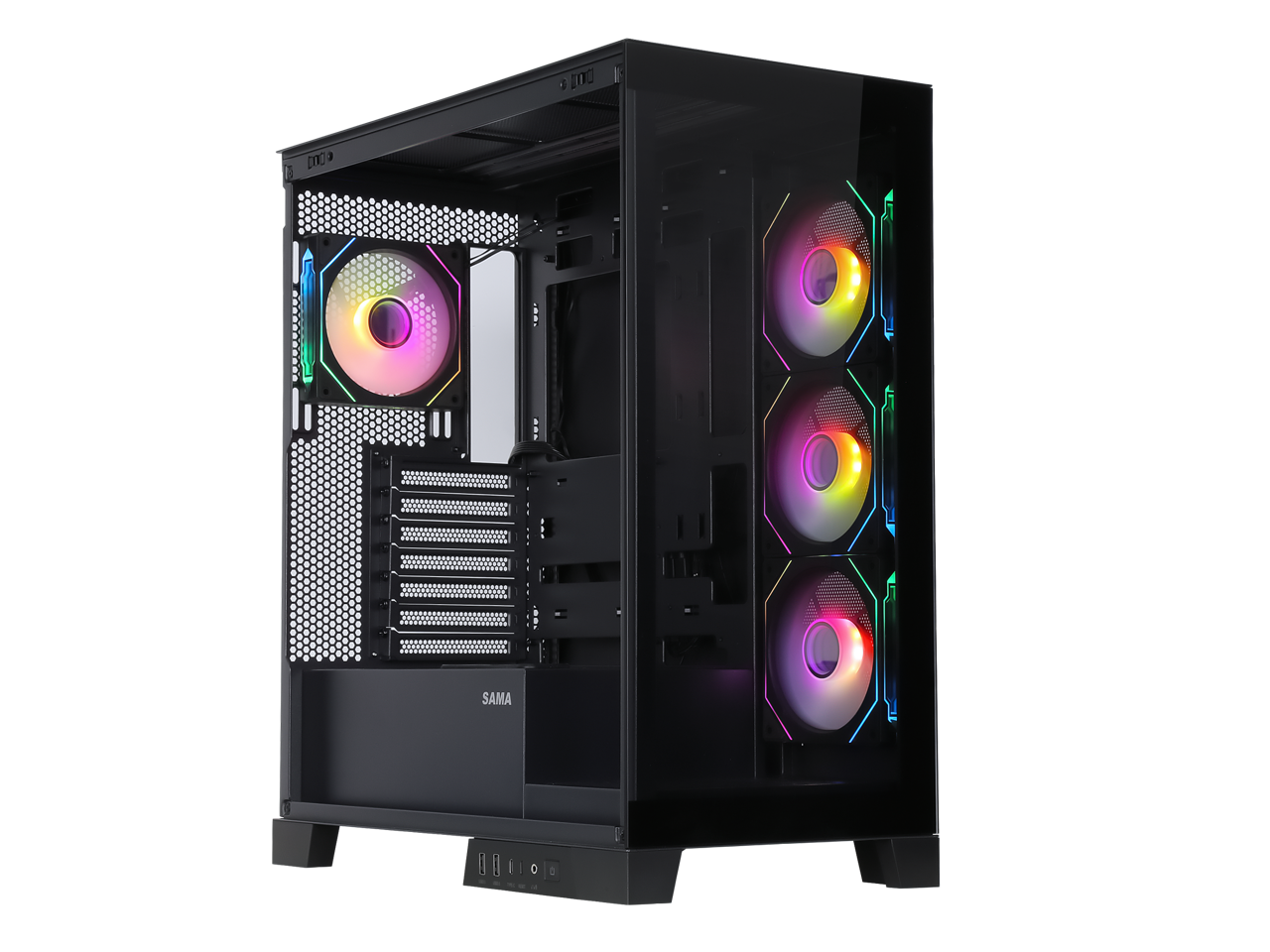 Sama Neview 2351 Black Dual USB3.0 and Type C Tempered Glass ATX Mid