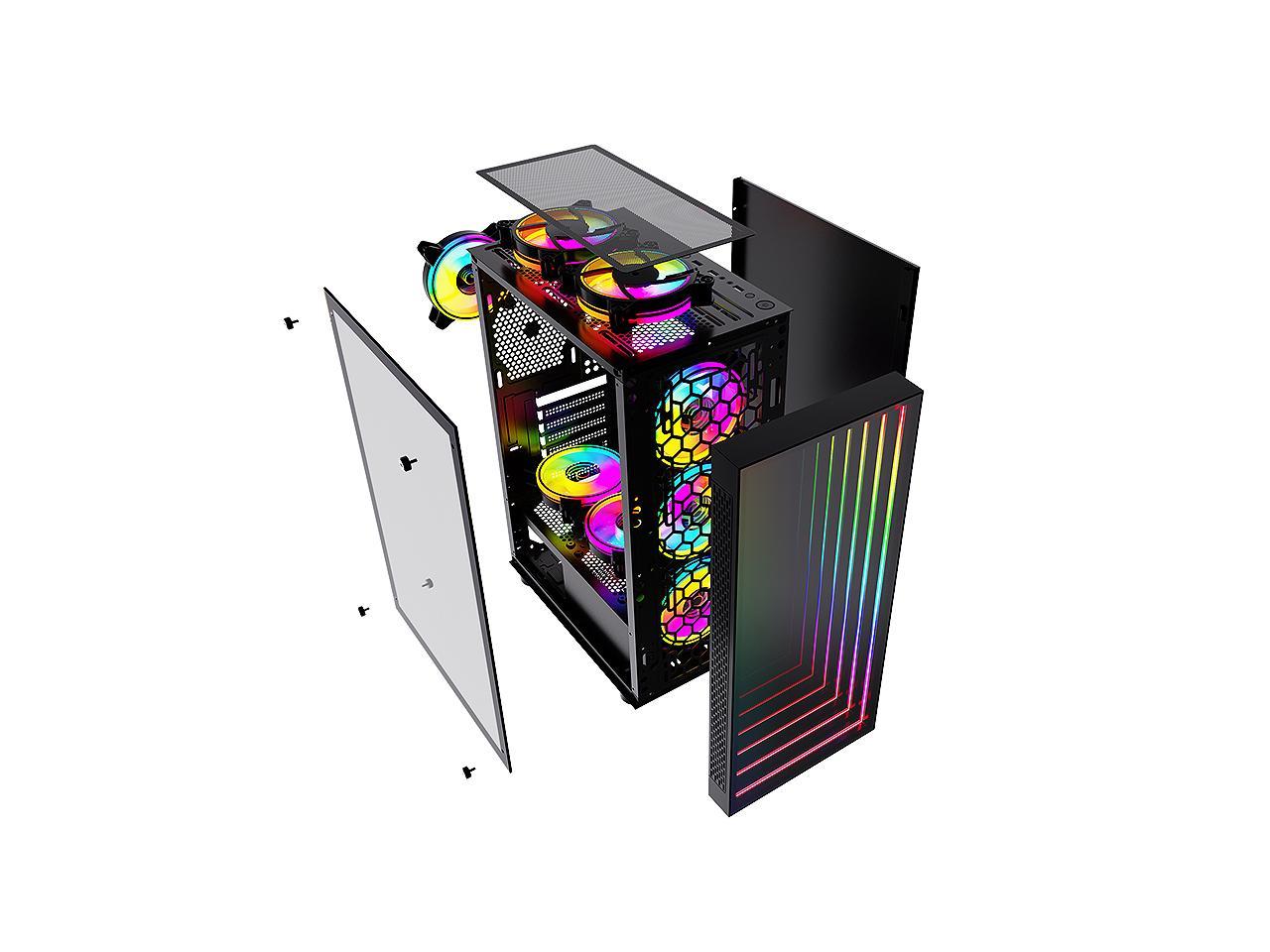 Bgears B-Optillusion Mid Tower ATX Glass Mirror LED Black Optical ...