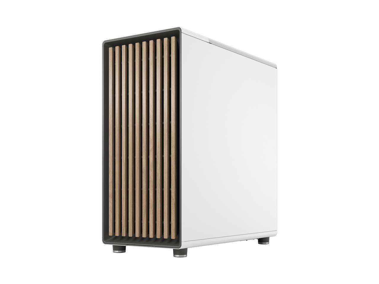 Fractal Design North Atx Matx Mid Tower Pc Case Chalk White Chassis With Oak Front And Mesh